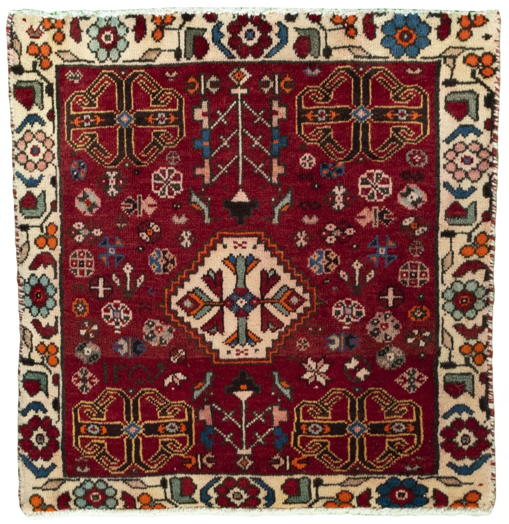 Shiraz Tappeto 60 x 60 Rosso (Iran) Annodato A Mano