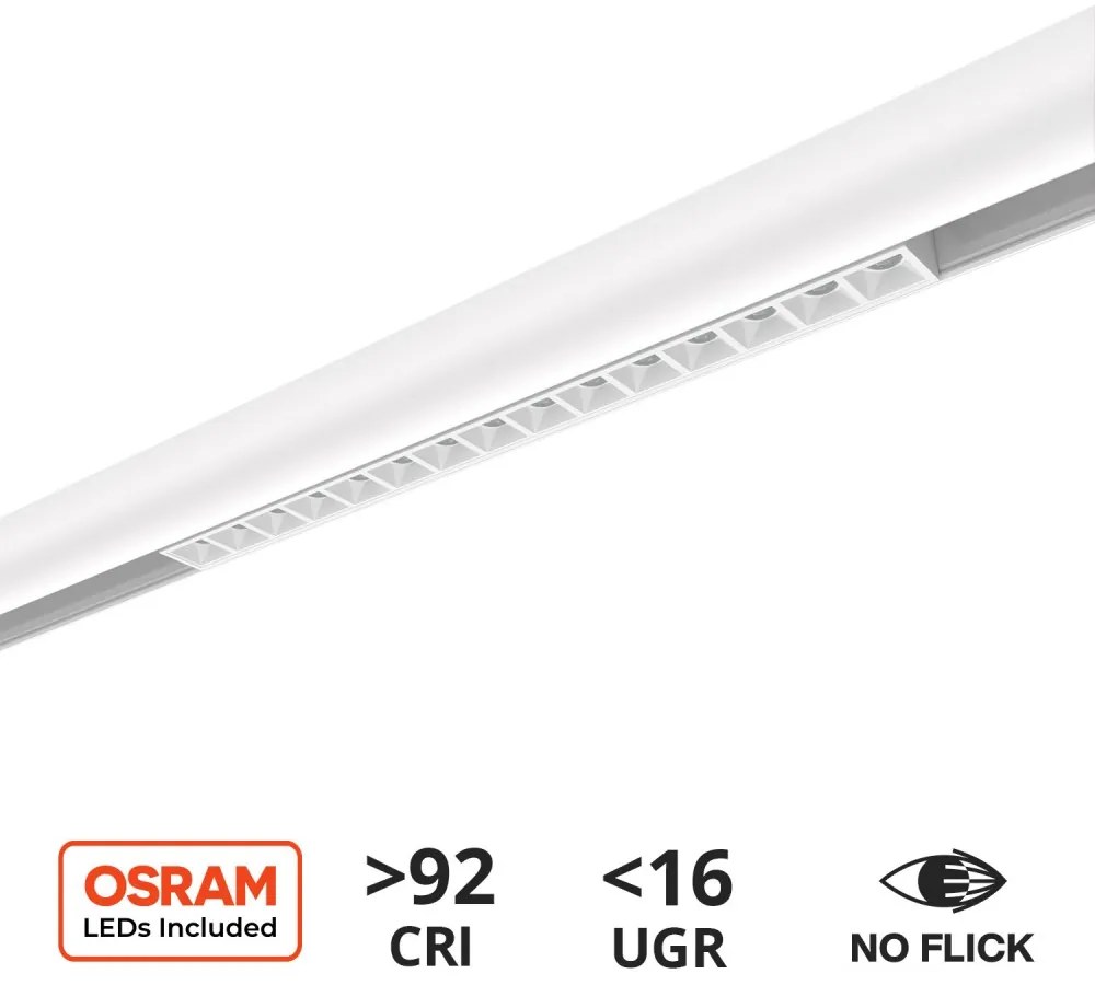 Faro LED Lineare 18W Magnetico 32cm CRI92, UGR16, Bianco 48V Colore Bianco Naturale 4.000K