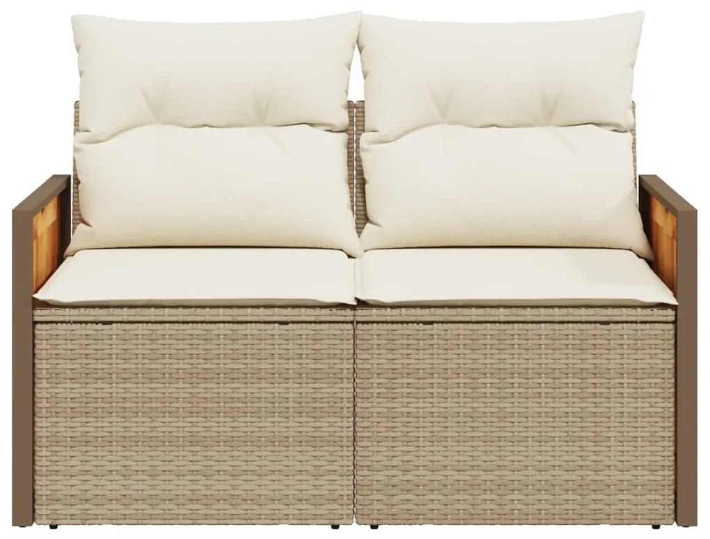 Divano da giardino con cuscini a 2 posti beige in polyrattan