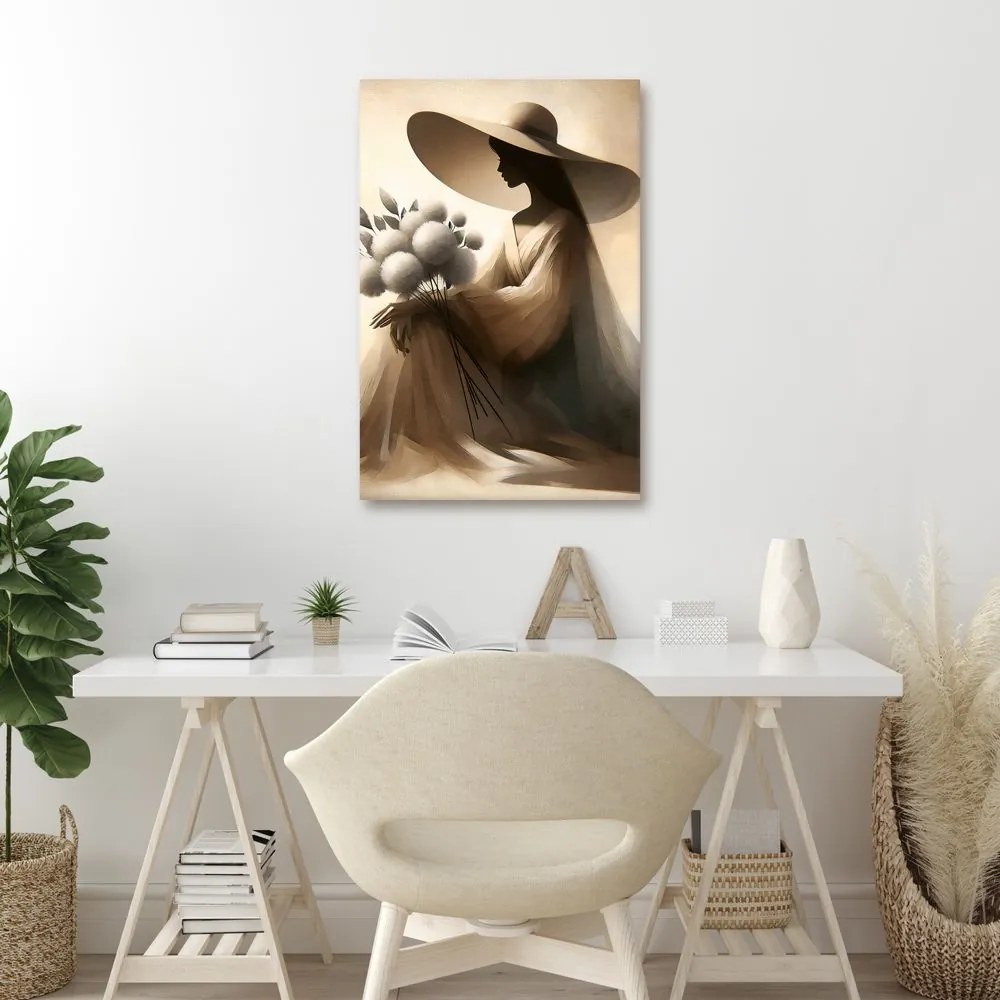 Quadro su tela – Donna elegante con fiore