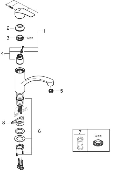 GROHE 305302432 - Miscelatore per lavello START 184 mm nero