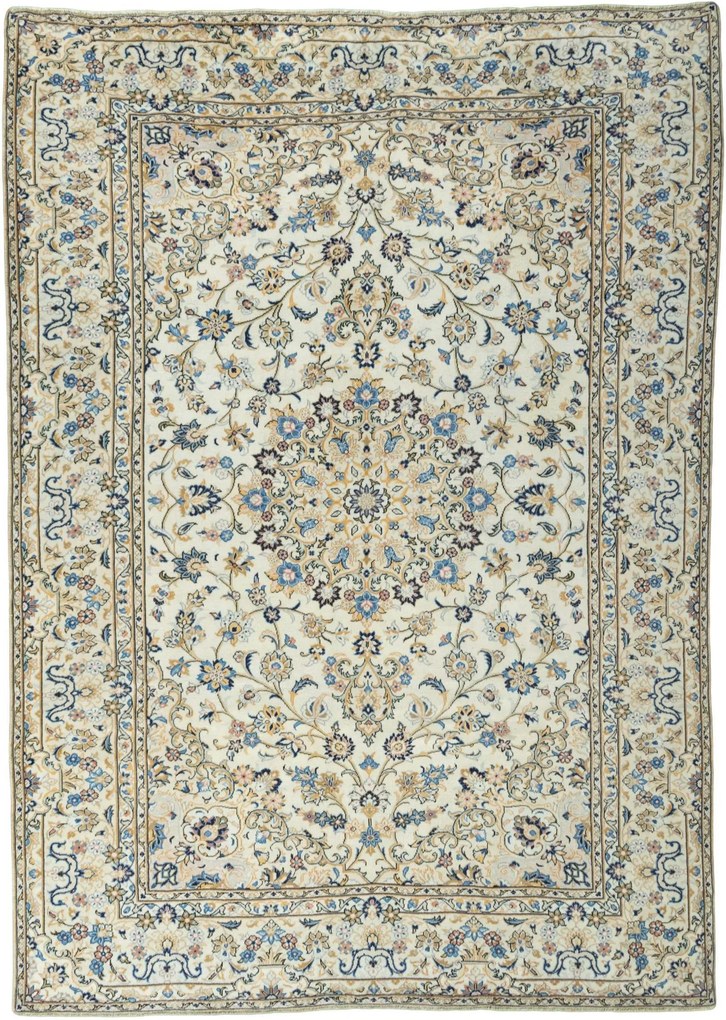 Kashan Tappeto 350x250 Beige (Iran) Annodato A Mano