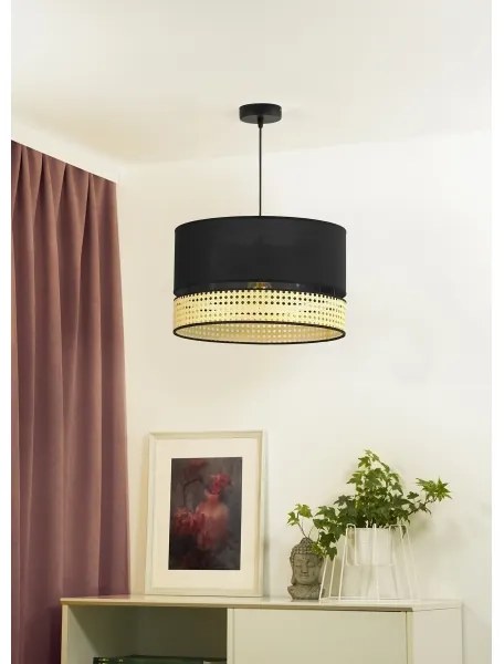Duolla - Lampadario a sospensione con filo DOUBLE RATTAN 1xE27/15W/230V diametro 40 cm nero/beige