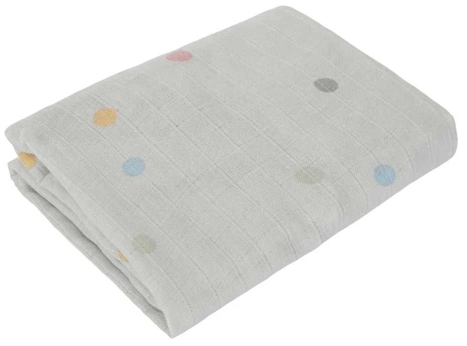 Lenzuolo per neonati in mussola grigia Dots, 60 x 120 cm - Kindsgut