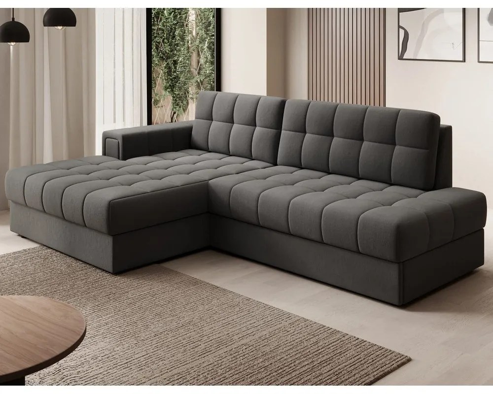 Divano angolare grigio tortora allungabile (con penisola a sinistra/con chaise lounge) con rivestimento in velluto Blezalt – ELTAP