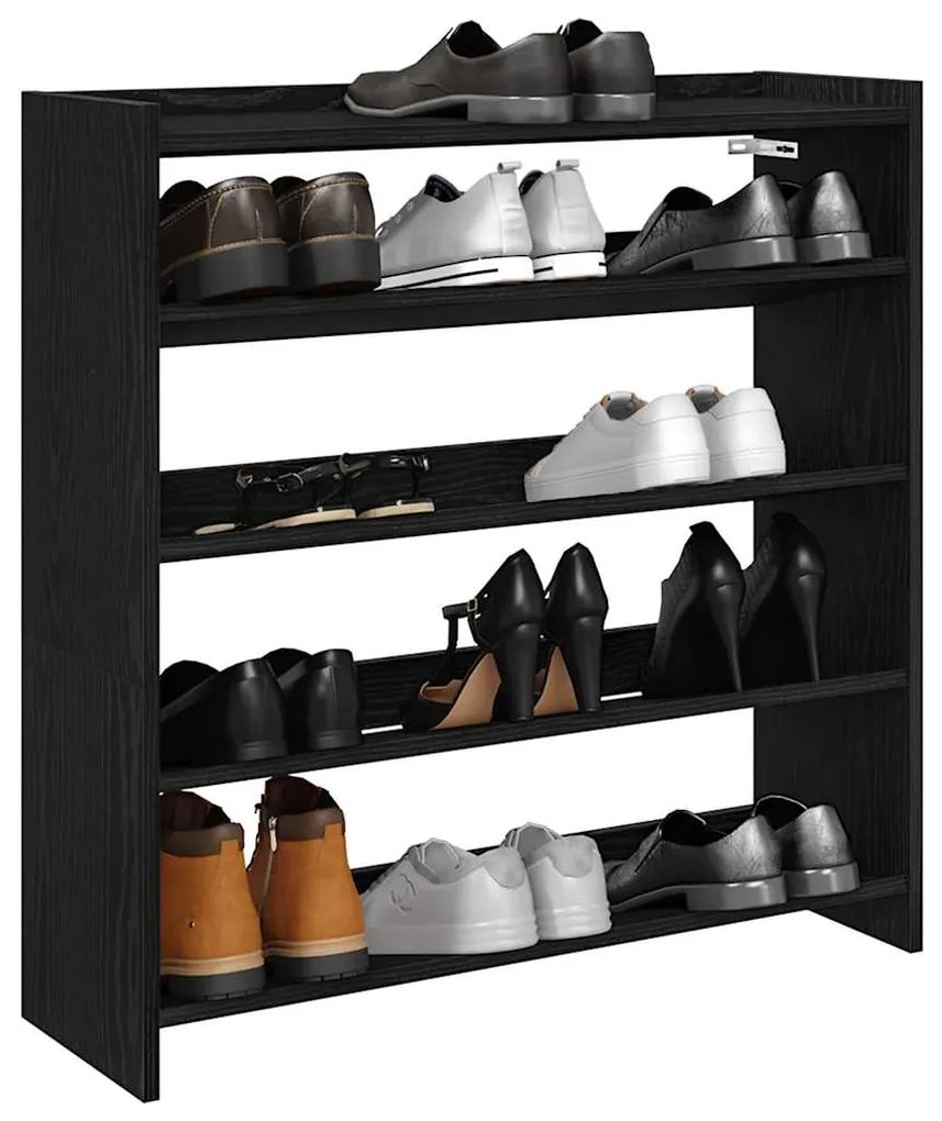 Scarpiera Nera 80x25x81 Cm İn Legno Multistrato /
