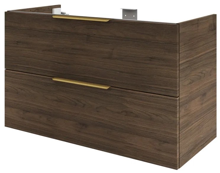 Mobile da bagno sospeso sotto lavabo L 105 x H 64 x P 48 cm bianco laccato lucido, 2 cassetti 2 ante SENSEA Neo Frame, Maniglie acquistabili separatamente
