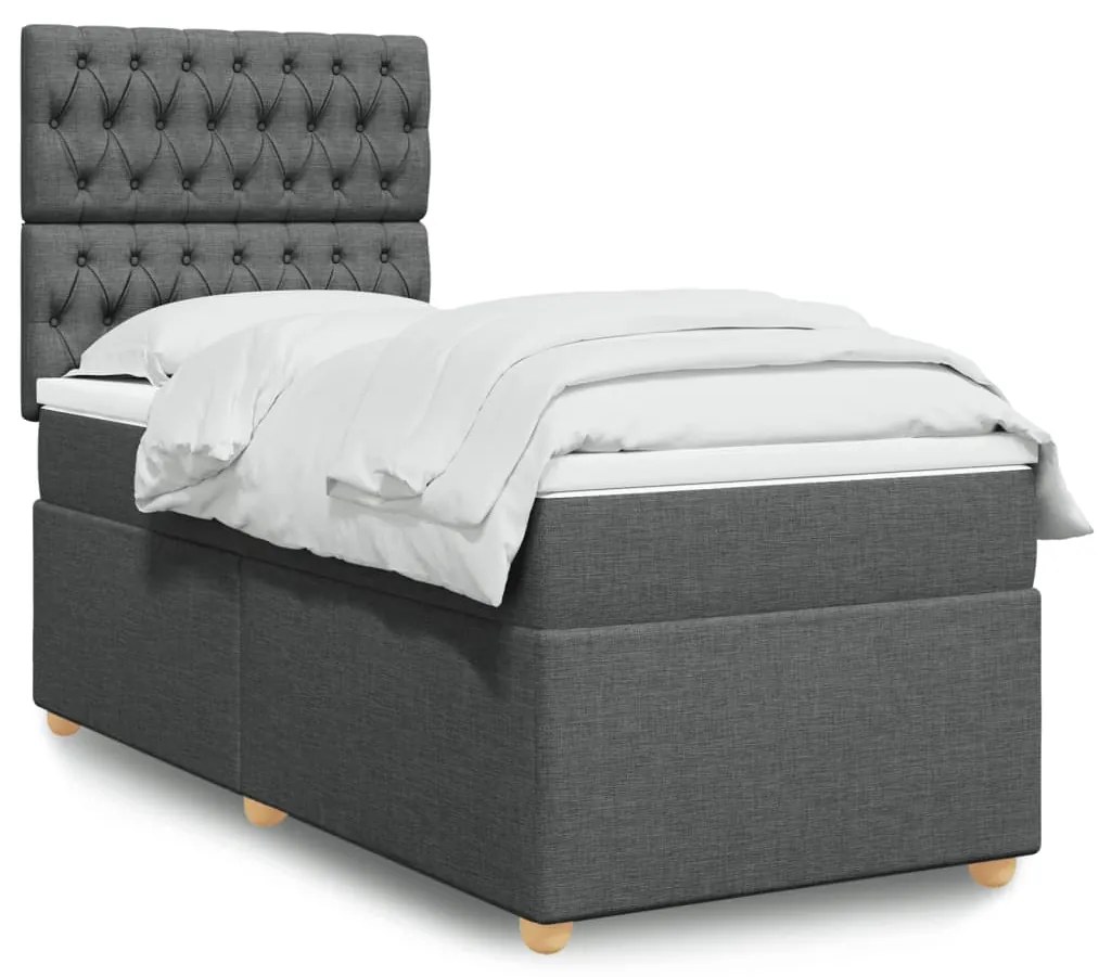 Giroletto A Molle Con Materasso Grigio Scuro 90x190 Cm Tessuto /