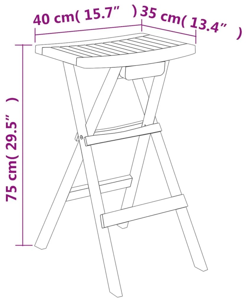 Set da Bar Pieghevole 5 pz in Legno Massello di Teak