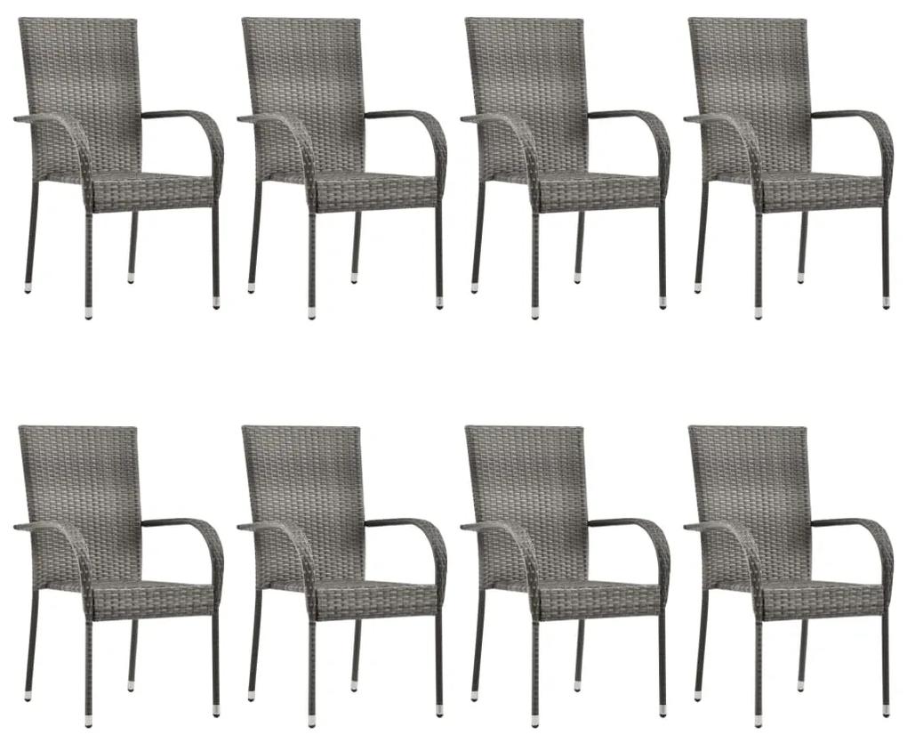 Set mobili da pranzo giardino 9 pz in polyrattan grigio