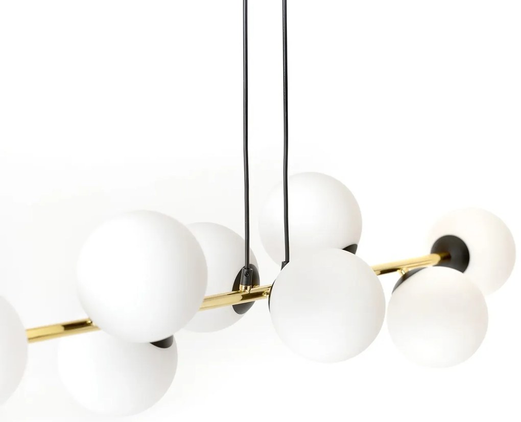 Lampadario a sospensione GRAVITY 8 Nero/Bianco e Oro 8xE14