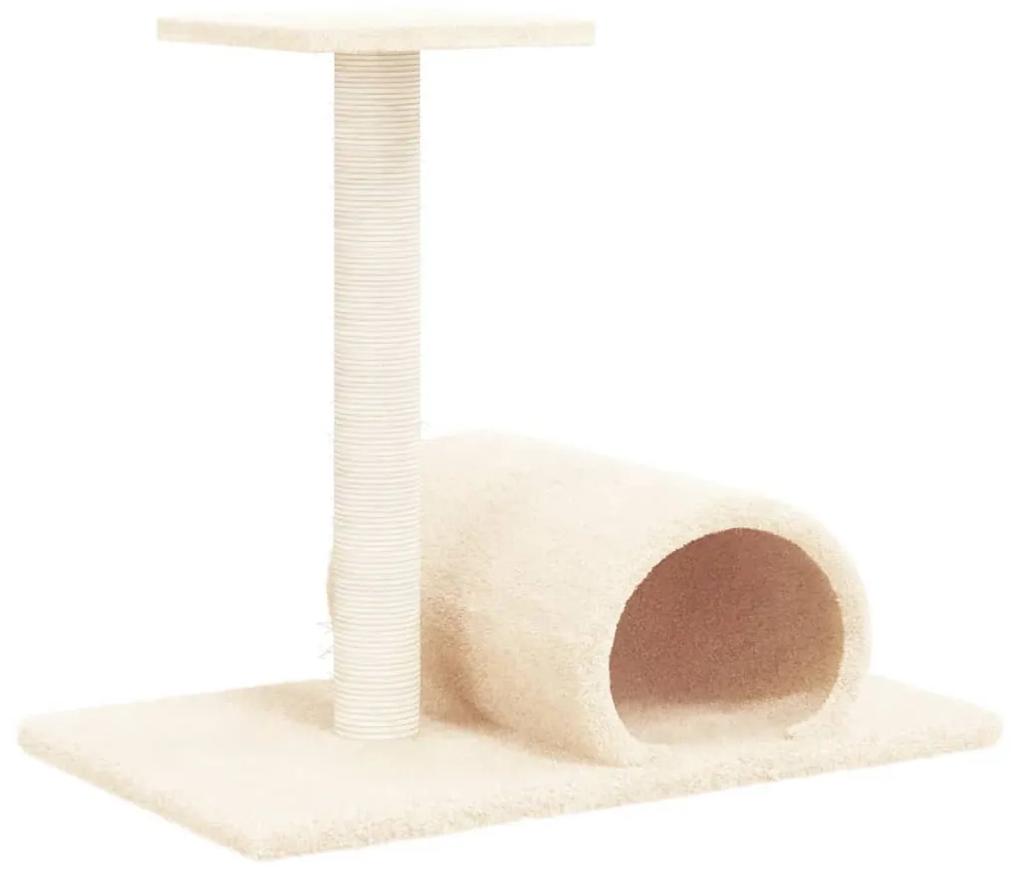 Palo tiragraffi per gatti con tunnel crema 60x34,5x50 cm