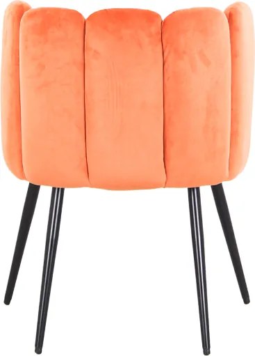 Sedia in velluto imbottita e gambe in metallo nero CAPRI Arancio