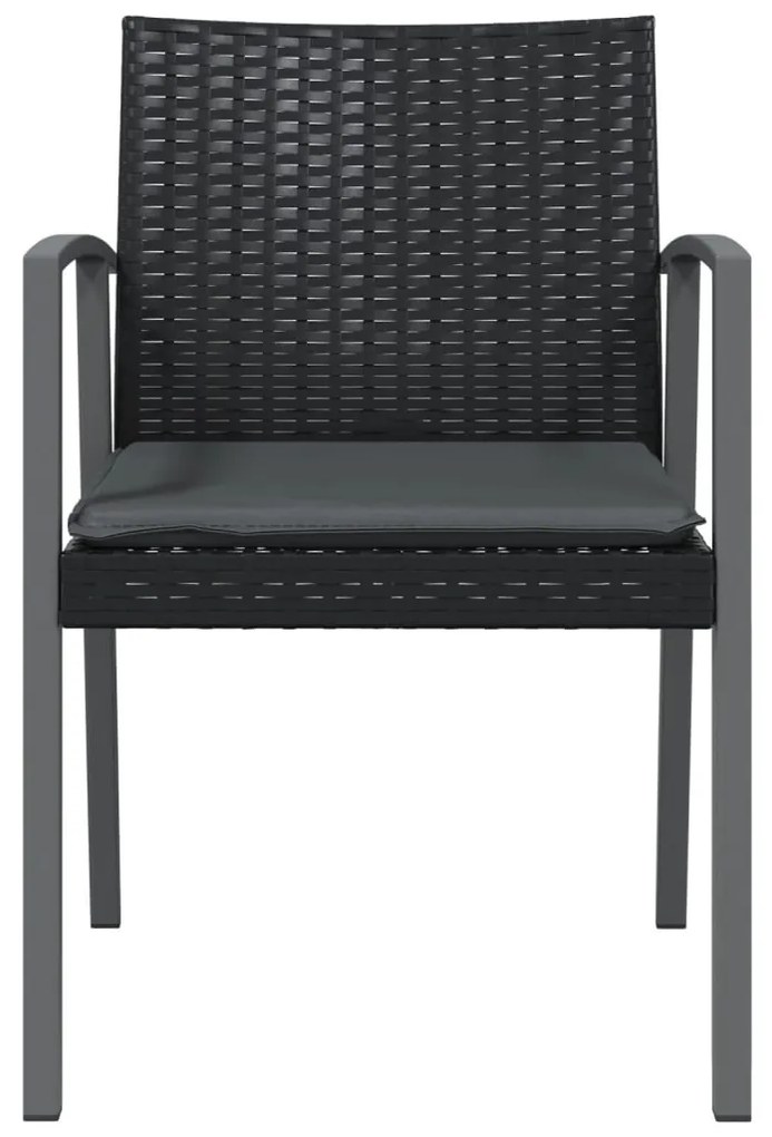 Sedie da giardino con cuscini 4pz nere 56,5x57x83 cm polyrattan