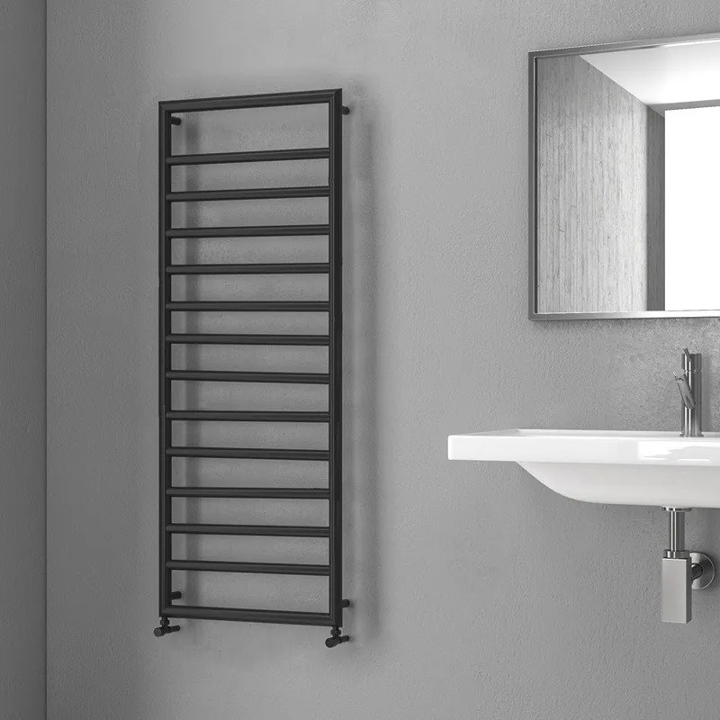 Kamalu - termoarredo scalda salviette 1300x500mm colore nero opaco kam-d7013n