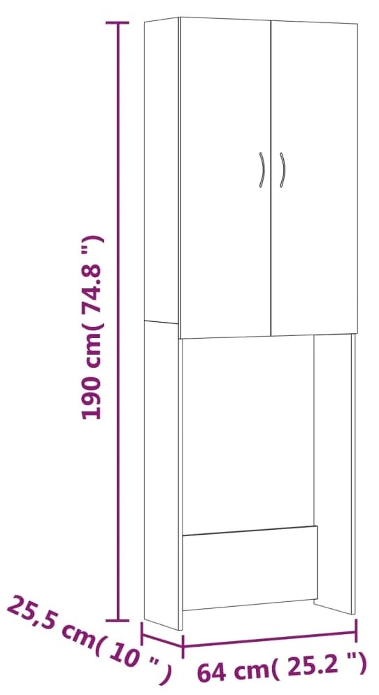 Mobile per Lavatrice Rovere Sonoma 64x25,5x190 cm