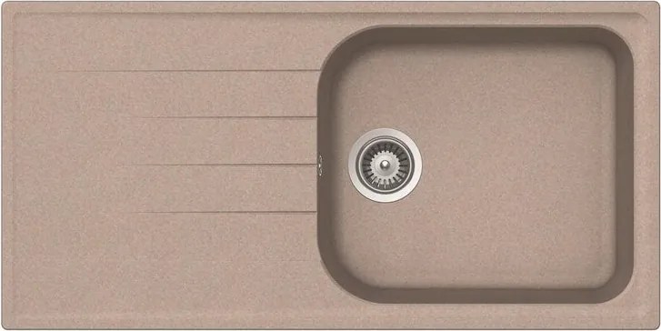 Lavello integrato 1 vasca in quarzo sabbia DELINIA Elbe L 50 x L 100 cm, reversibile