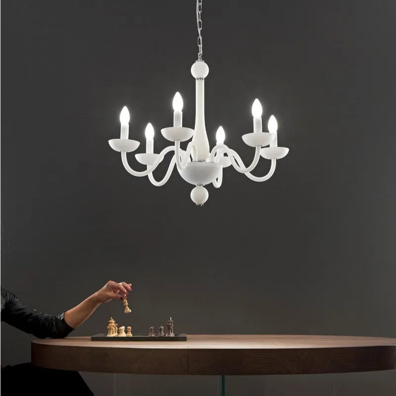 Lampadario Neoclassico Alfiere bianco 6x E14 LUCE AMBIENTE DESIGN