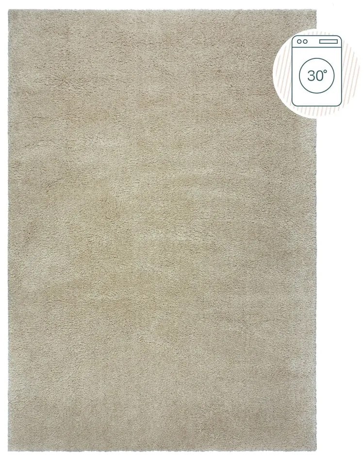 Tappeto lavabile beige in fibre riciclate 80x150 cm Fluffy - Flair Rugs