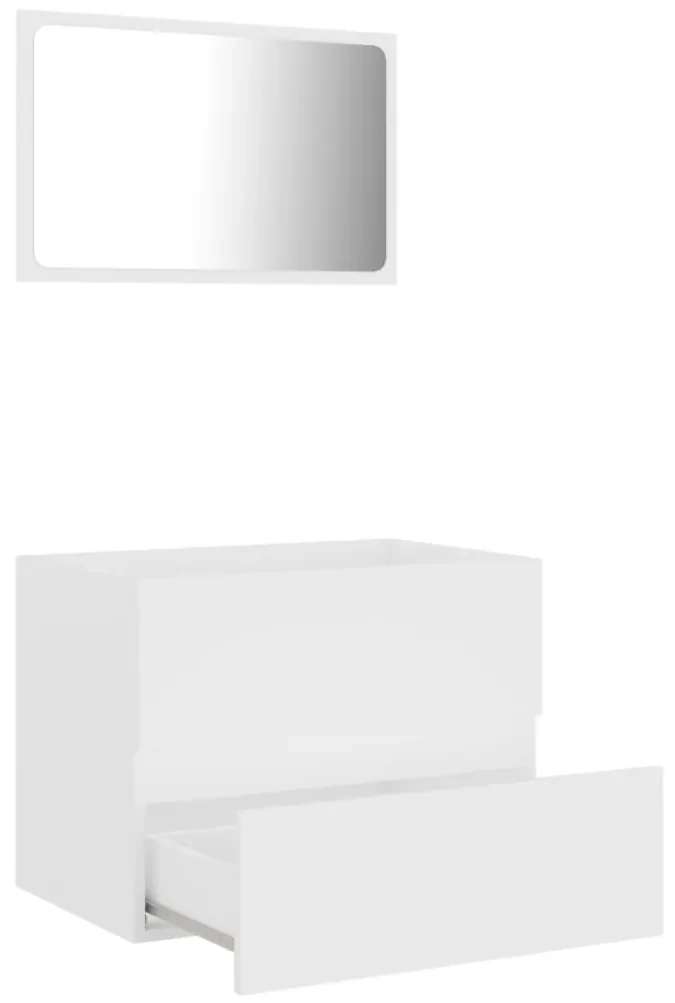 Set mobili da bagno 2 pz bianco in truciolato
