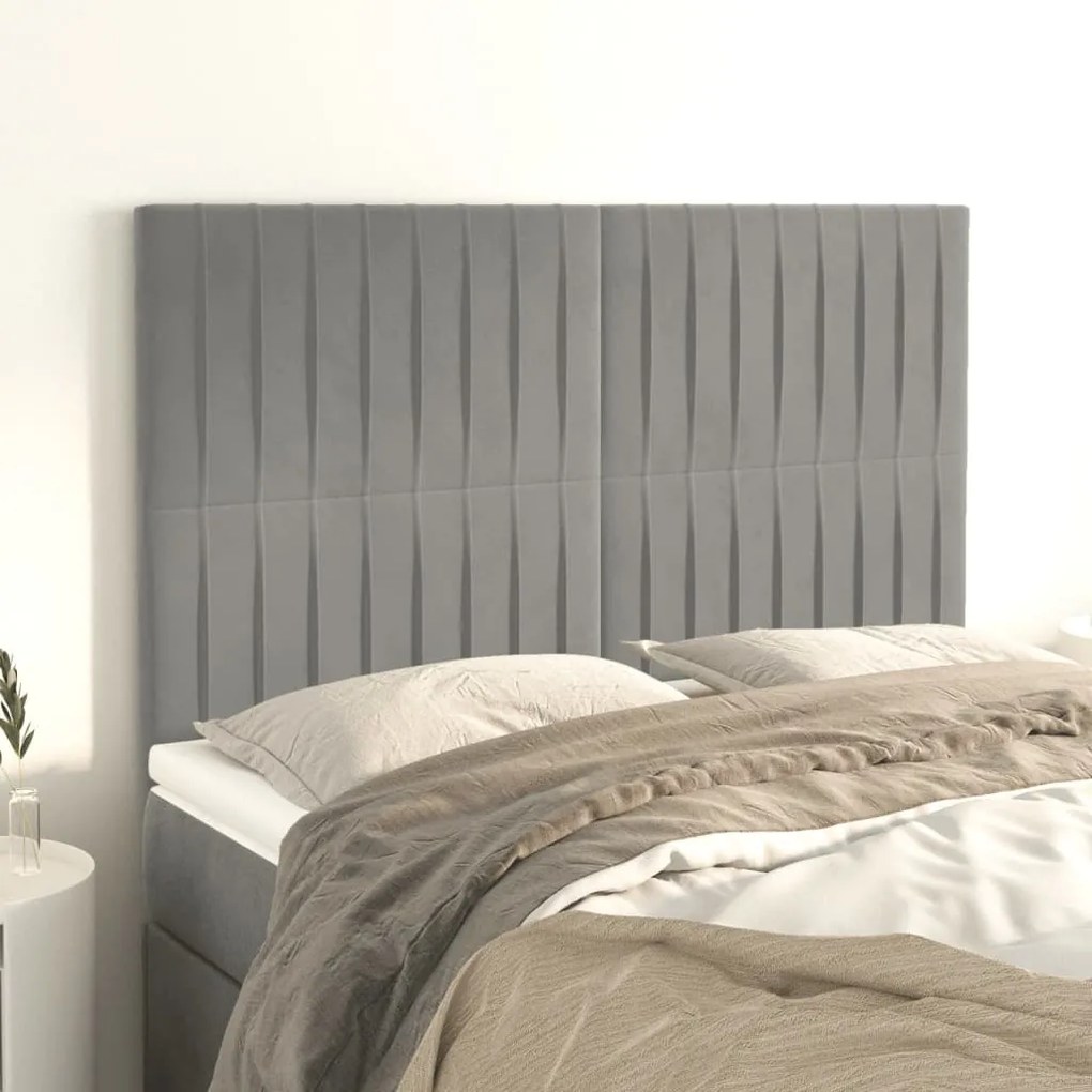 Testiere 4 Pz Grigio Chiaro 72x5x78/88 Cm İn Velluto /