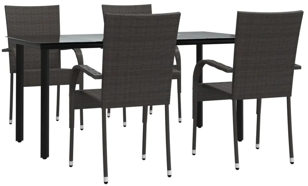 Set da Pranzo da Giardino 5 pz Marrone in Polyrattan