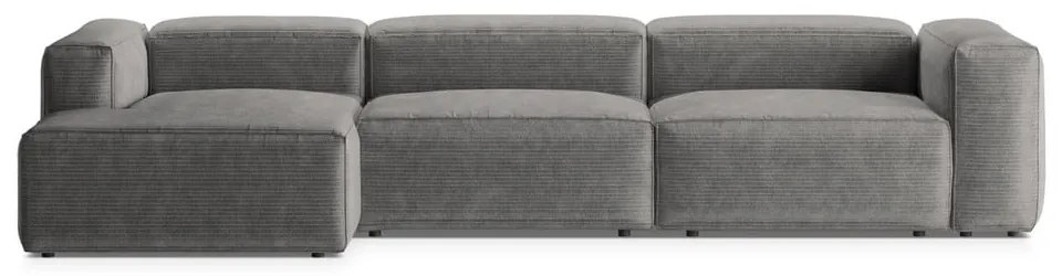 Divano angolare grigio chiaro (con penisola a sinistra/con chaise lounge) con rivestimento in velluto a coste Bergamo – Cosmopolitan Design