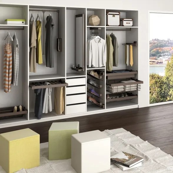 Appendiabiti regolabile per armadio 60 - 83 cm moka Acciaio e Tecnoplastica