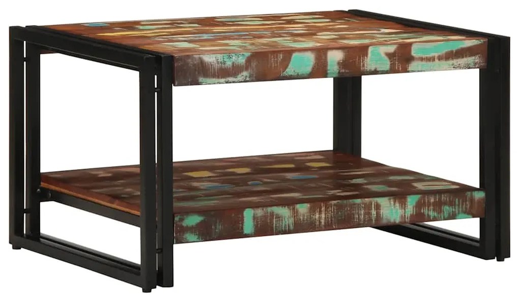 Tavolino Salotto Multicolore 70x50x38cm Legno Massello Recupero /