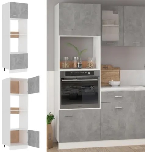 Armadio per Microonde Grigio Cemento 60x57x207 cm in Truciolato