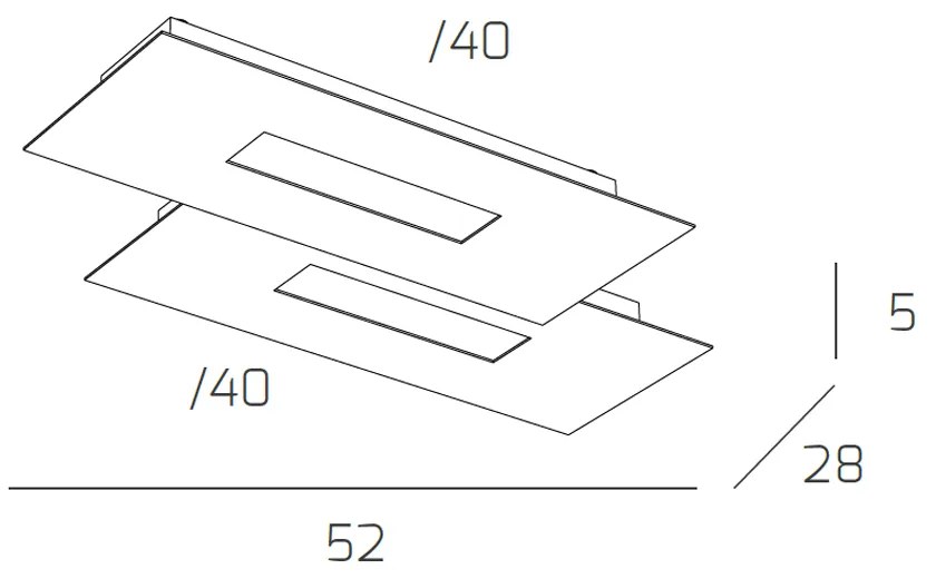 Plafoniera Moderna Rett. 2 Moduli Wally Metallo Bianco E Nero 2 Luci 2G11 52Cm