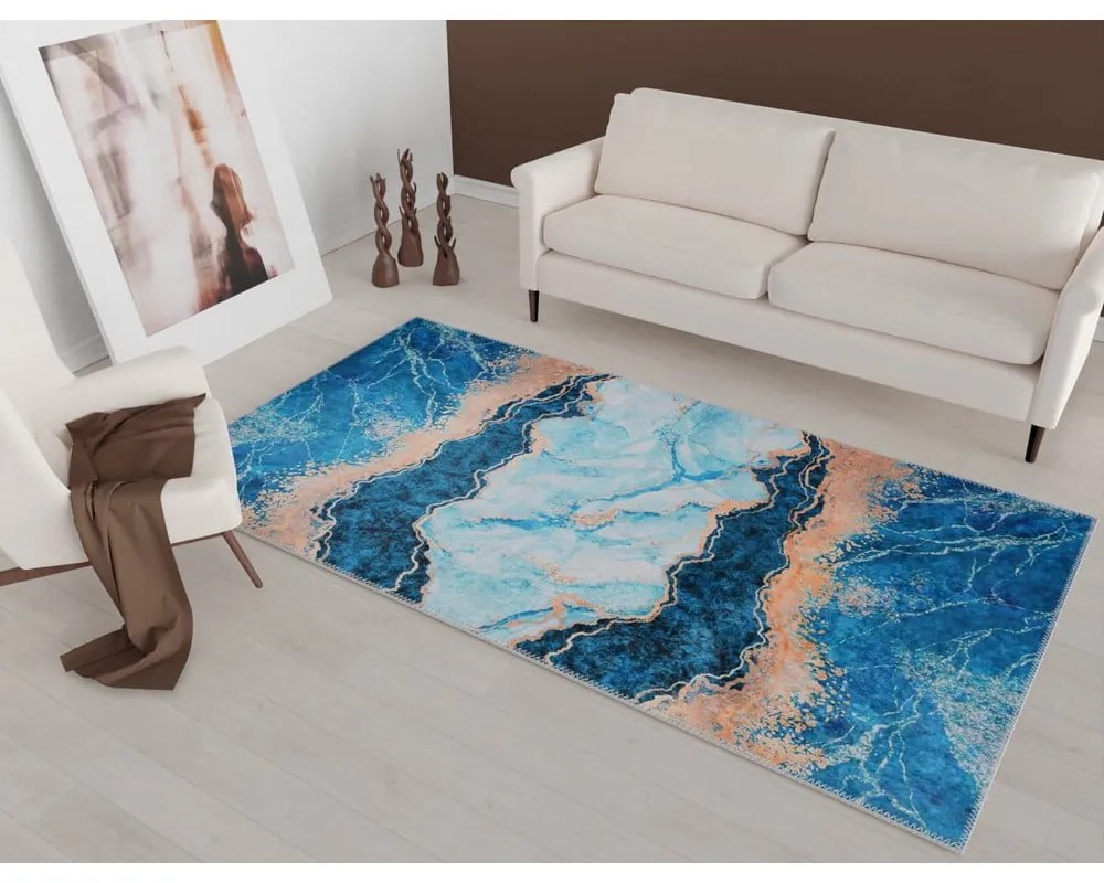 Tappeto blu/oro 140x80 cm - Vitaus