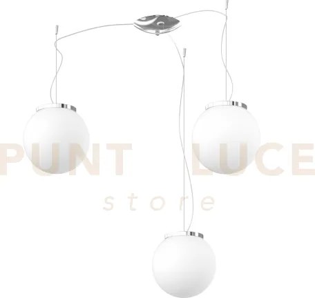 Mars sospensione spostabile montatura cromo vetro bianco d.20 cm 3 ...