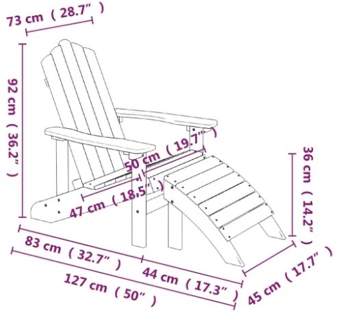 Sedie Giardino Adirondack 2 pz con Poggiapiedi HDPE Antracite