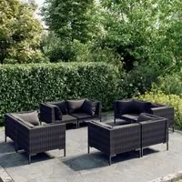 Set Divani Giardino 8 pz con Cuscini in Polyrattan Grigio Scuro 3099808