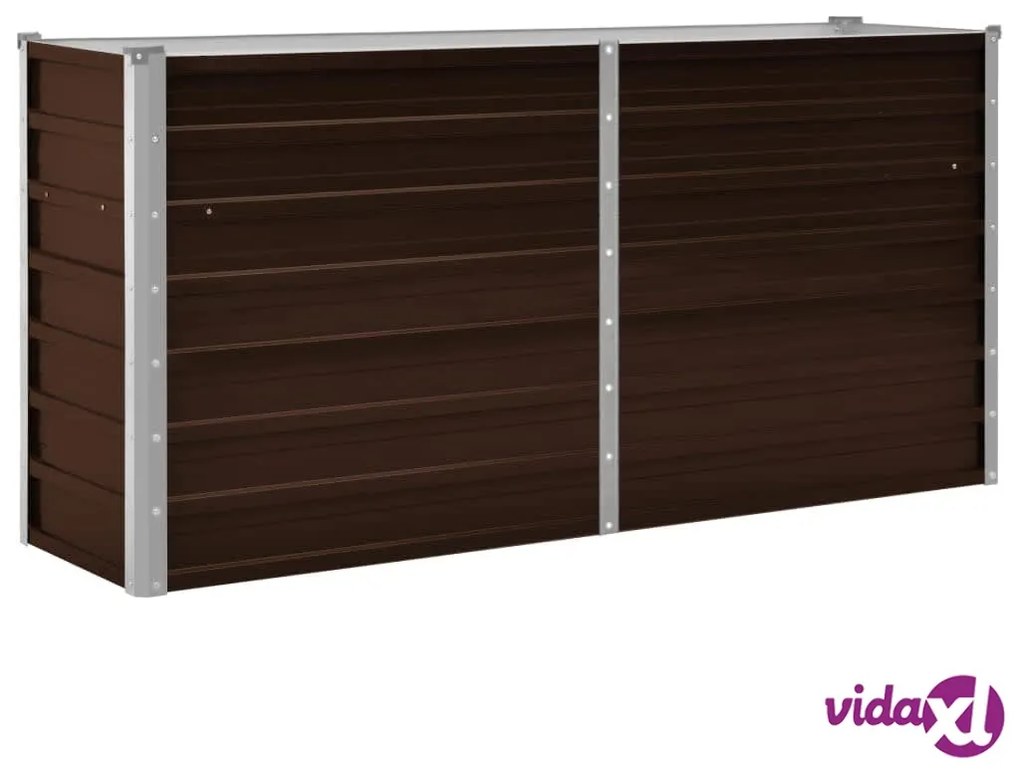 vidaXL Letto Rialzato Giardino Marrone 160x40x77 cm in Acciaio Zincato