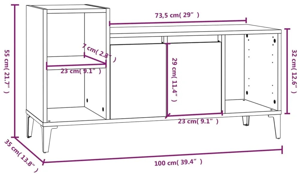 Mobile per TV Grigio Cemento 100x35x55 cm Legno Multistrato