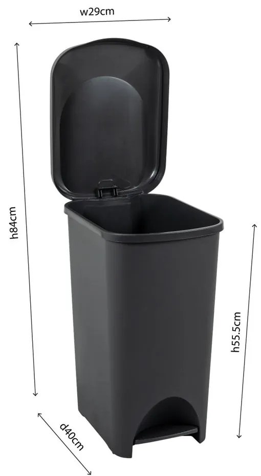 Bidone a pedale in plastica nera 40 l - Addis