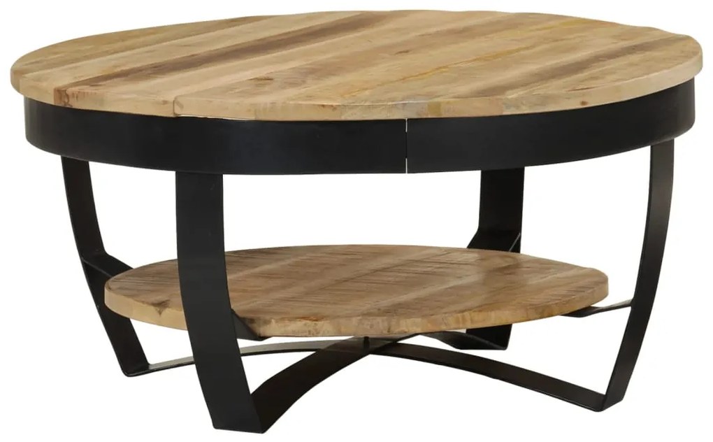 Tavolino Da Salotto İn Legno Massello Grezzo Di Mango 65x32 Cm /
