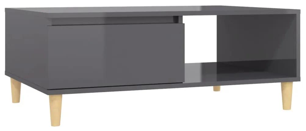Tavolino da caffè grigio lucido 90x60x35 cm in truciolato
