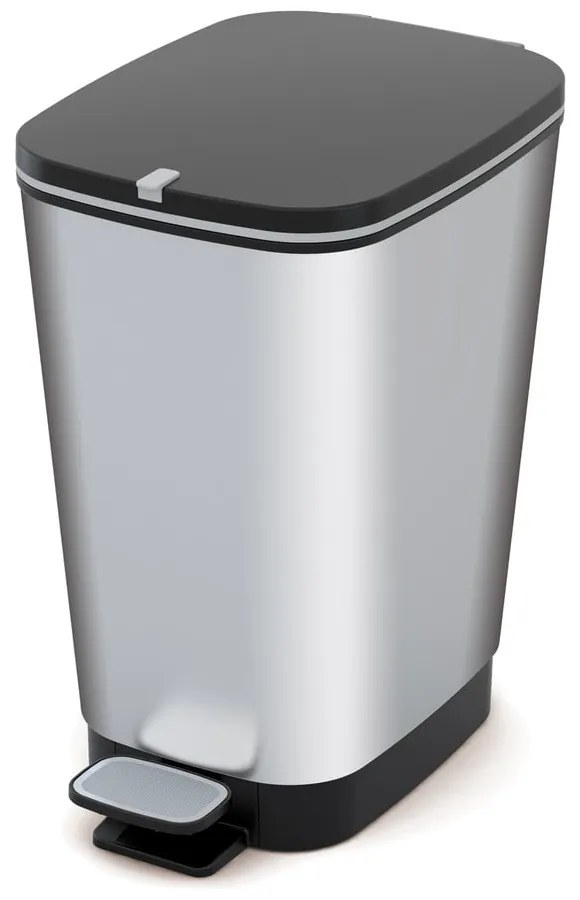 Cestino per la spazzatura argentato in plastica con pedale 25 l Chic Bin M – KIS