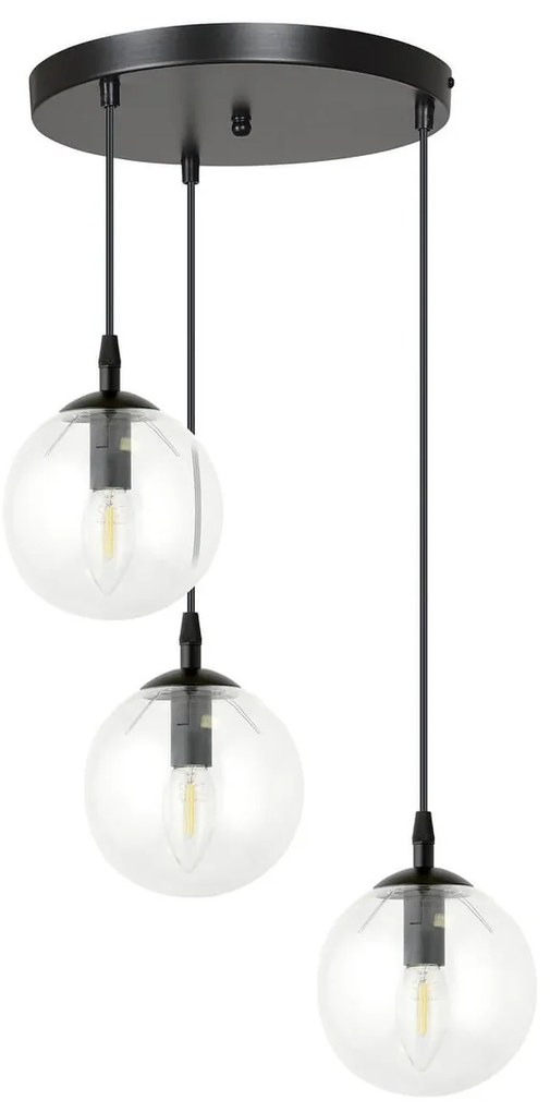 Lampadario a Sospensione COSMO 3 BLACK TRANSPARENT PREMIUM