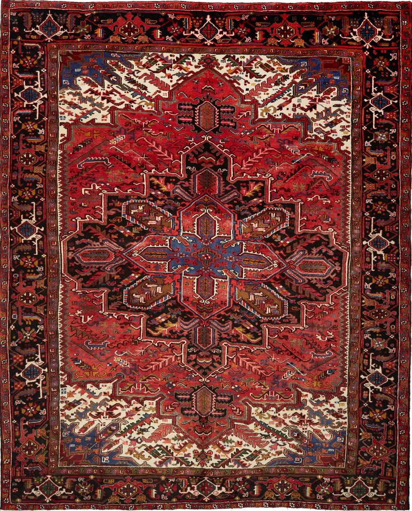 Heriz Tappeto 280x340 Blu (Iran) Annodato A Mano
