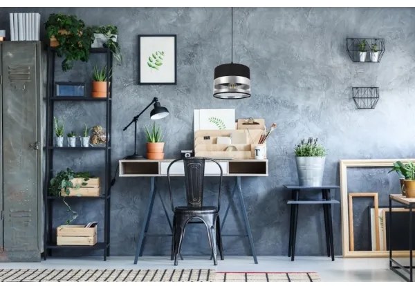 Lampadario su filo MILO 2xE27/60W/230V argento/nero