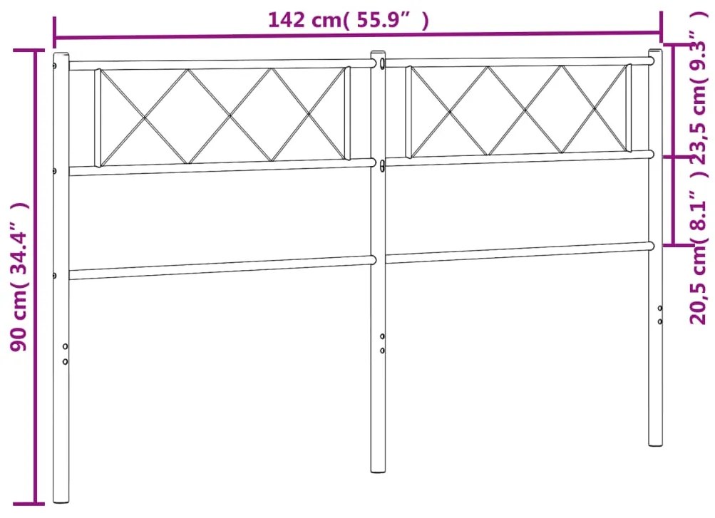 Testiera in Metallo Bianco 135 cm