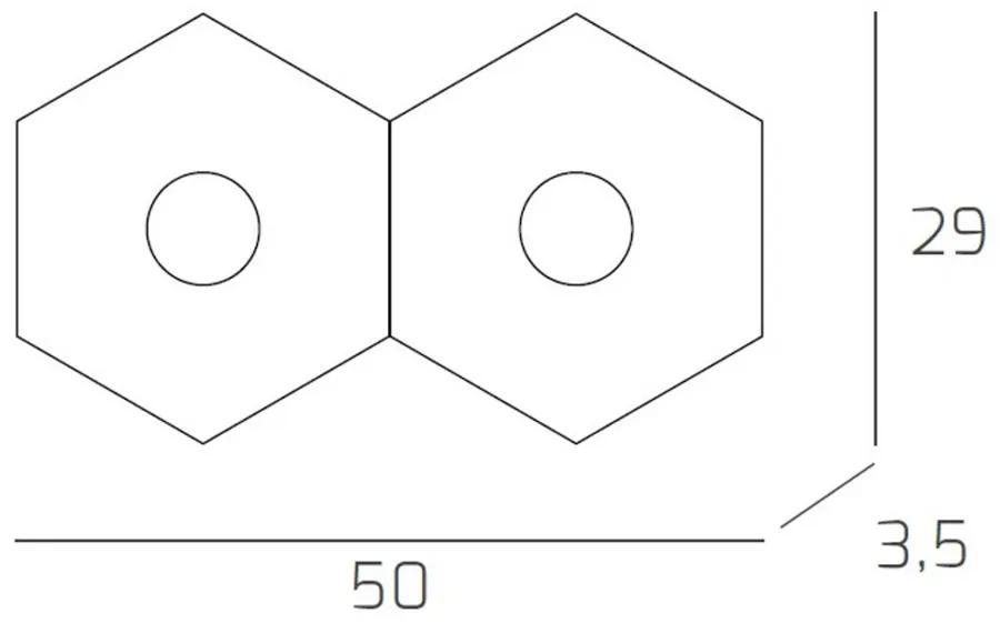 Plafoniera Moderna Hexagon Metallo Foglia Argento 2 Luci Led 12X2W