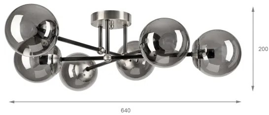 Brilagi - Lampadario a soffitto MALIVA 6xE14/15W/230V cromo satinato/fumé