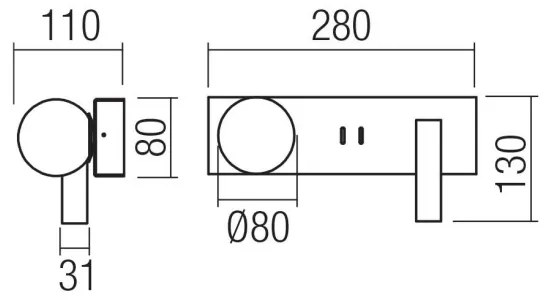 Redo 01-4663 - Applique LED NORMA LED/5W/230V + LED/3W CRI 90 USB nera