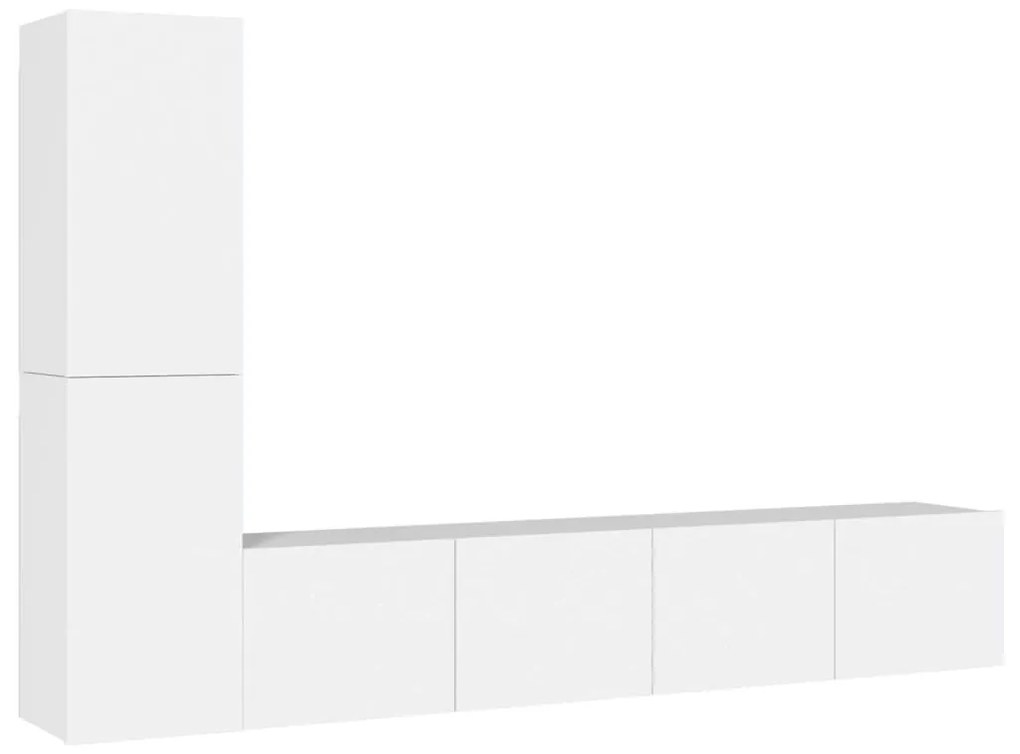 Set di mobili porta tv 4 pz bianco in legno multistrato