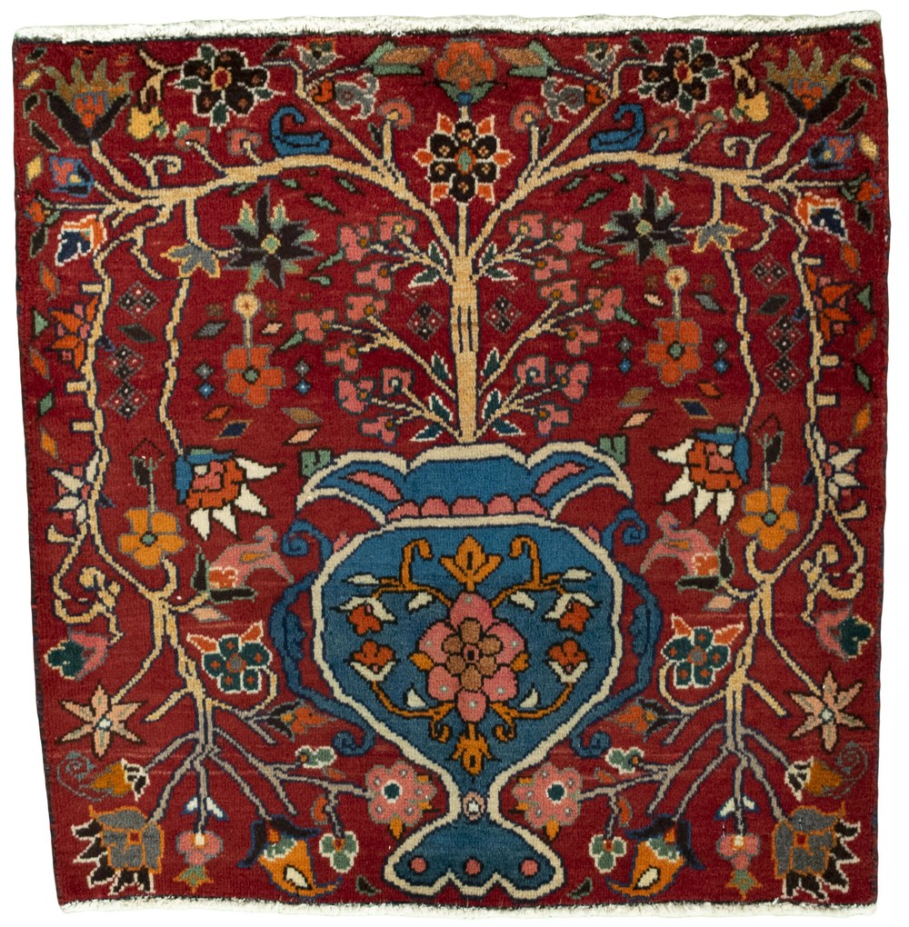 Shiraz Tappeto 70x70 Rosso (Iran) Annodato A Mano